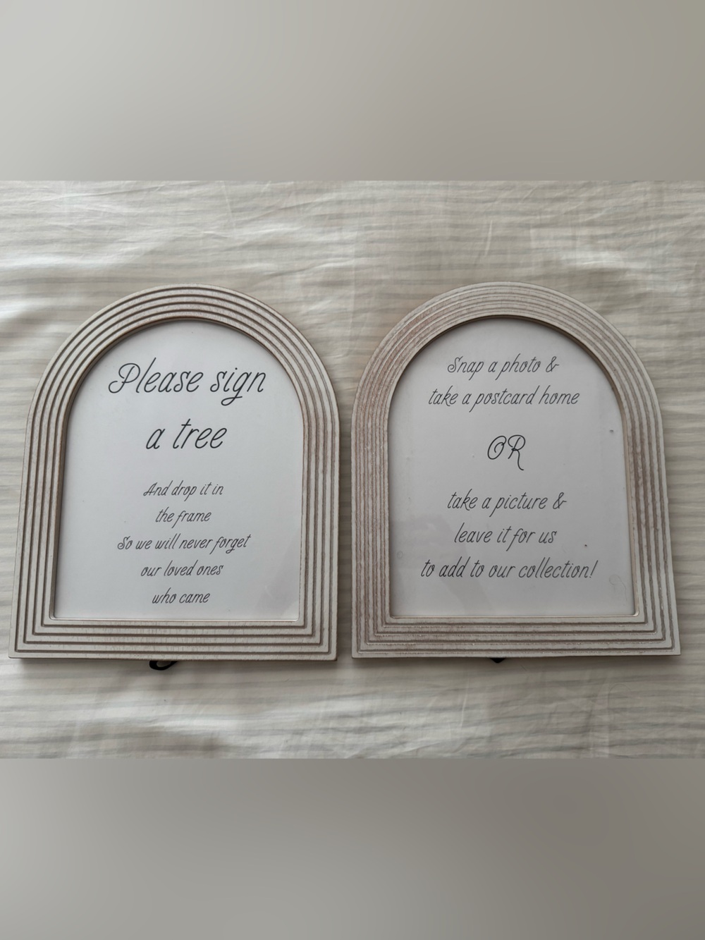 Wooden Arched Double Photo Frame in Off-White